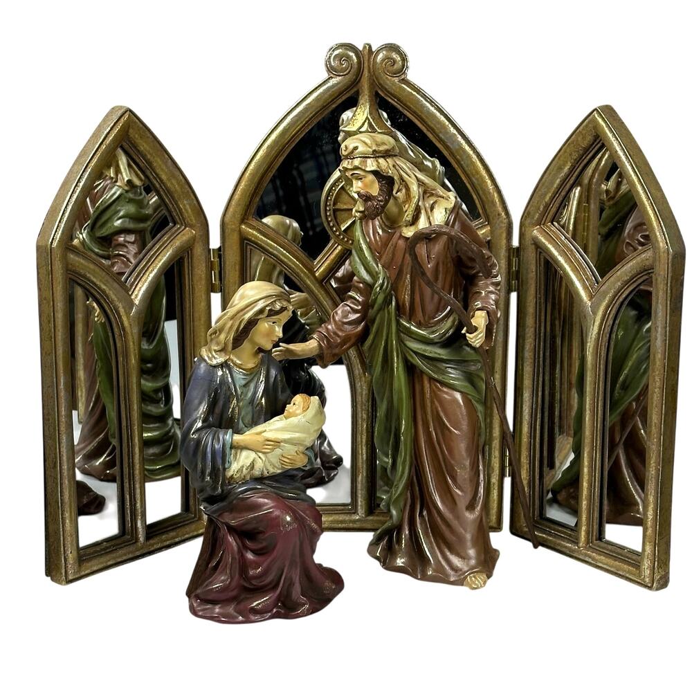 Holy Family Nativity Set Folding Mirror Screen Costco Art #529529